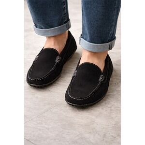 Winthrop Mens Black Suede Driving Moccasins Loafers Shoes Size 10M